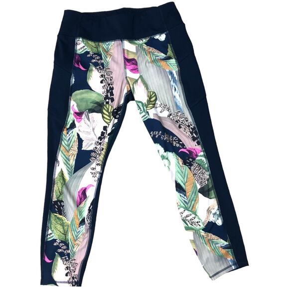 Athleta Oasis Contender 7/8 leggings Lagoon Tropical Large - Picture 2 of 11